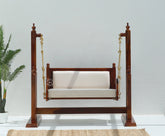 Quant Sheesham Wood Indoor Swing (Jhula) with Cushion - Honey finish Arina Living