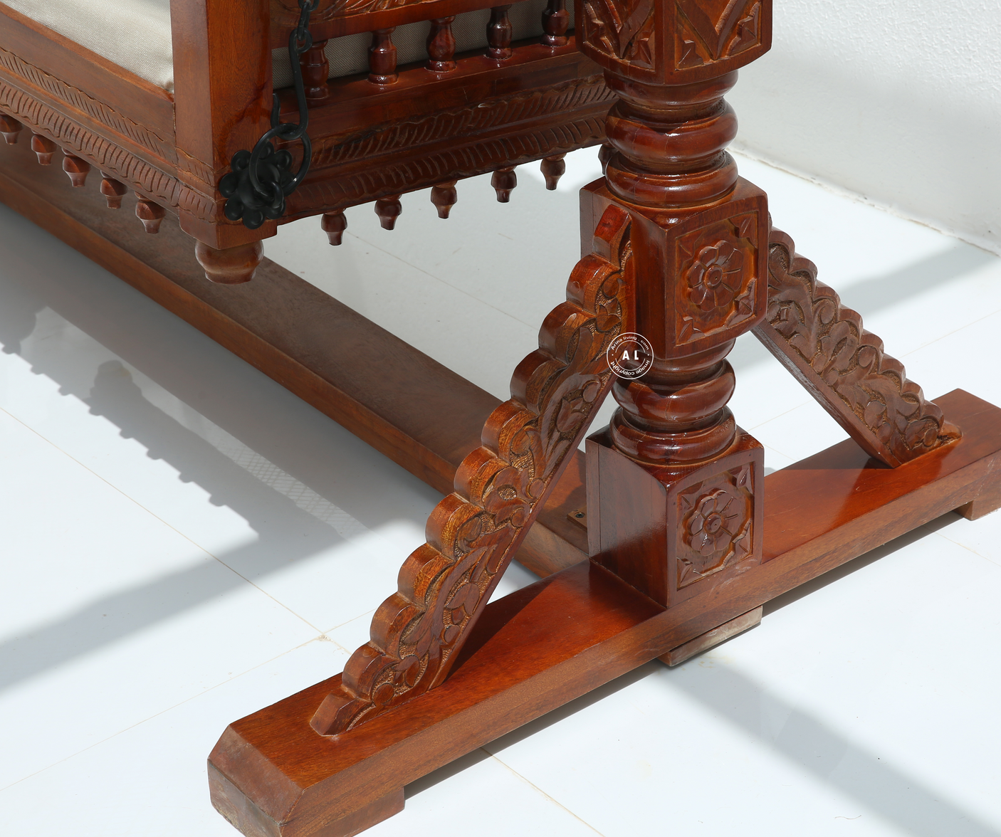 Regis Mango Wood Carved Swing (Jhula) – Honey Finish
