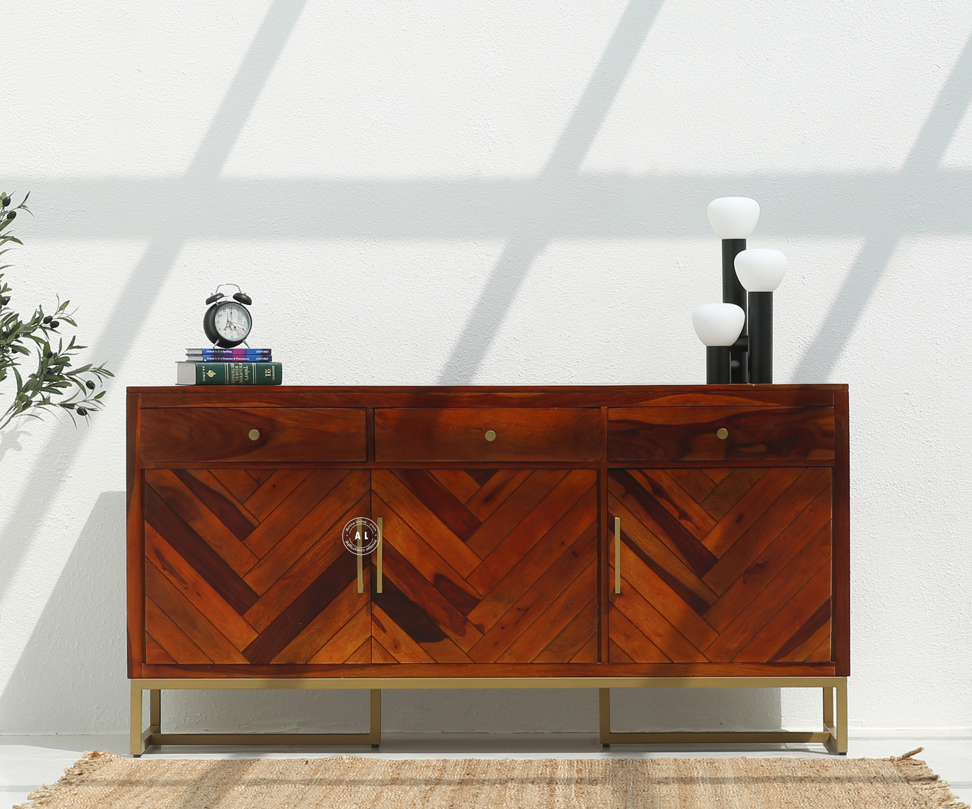 Bloom Sheesham Wood Cabinet & Sideboard with Storage – Honey Finish