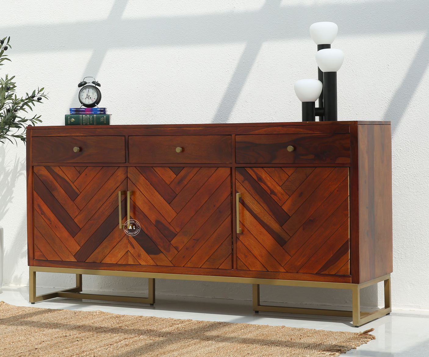 Bloom Sheesham Wood Cabinet & Sideboard with Storage – Honey Finish
