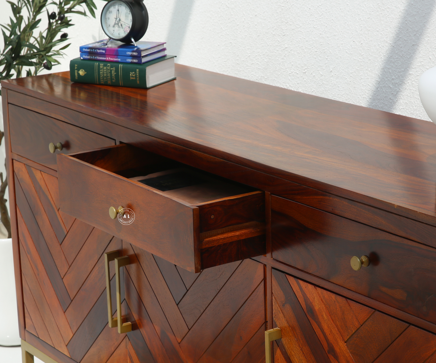 Bloom Sheesham Wood Cabinet & Sideboard with Storage – Honey Finish
