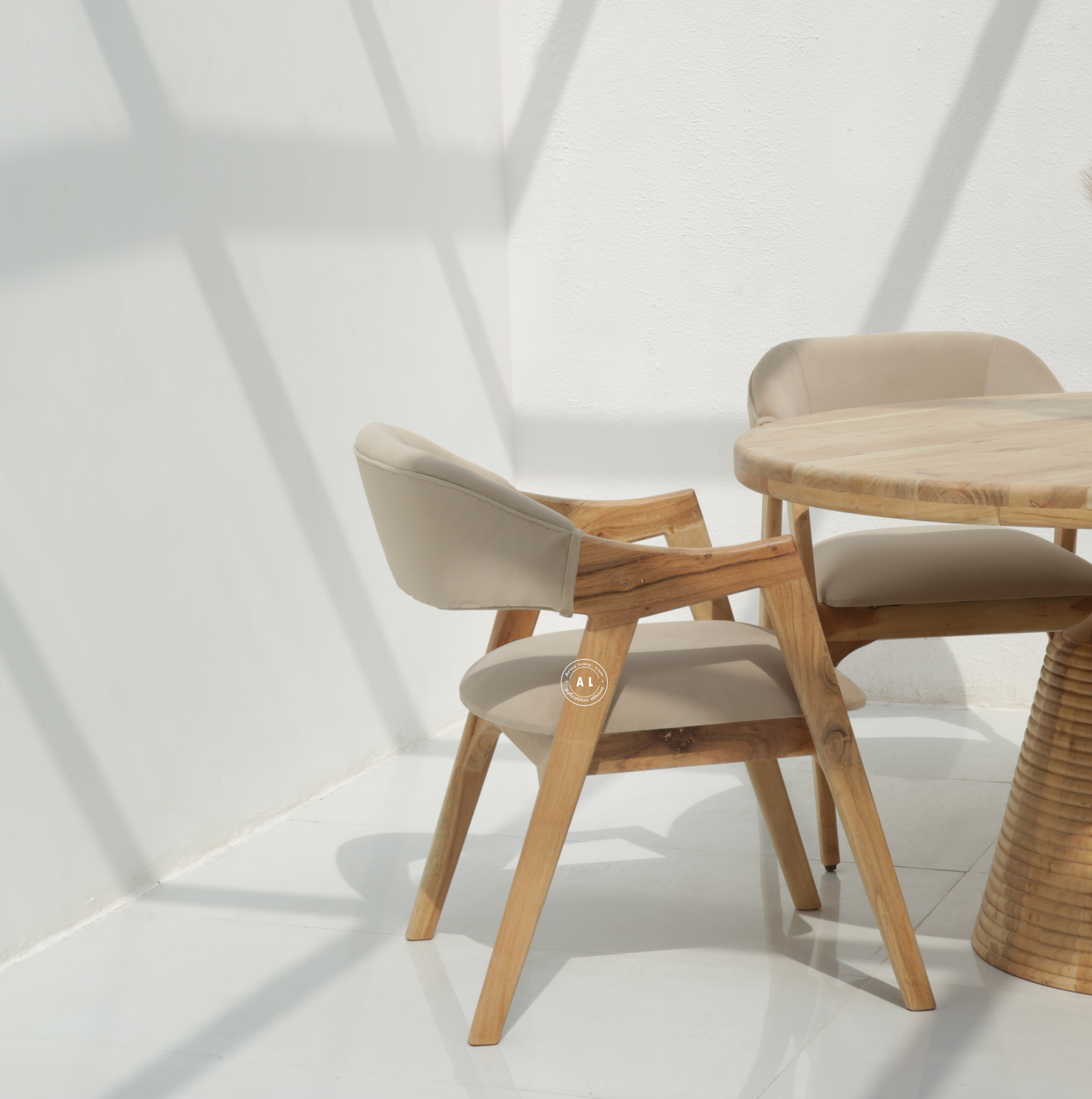 Soini Wooden Dining Chair with Upholstered Cushioned Seat – Natural Finish