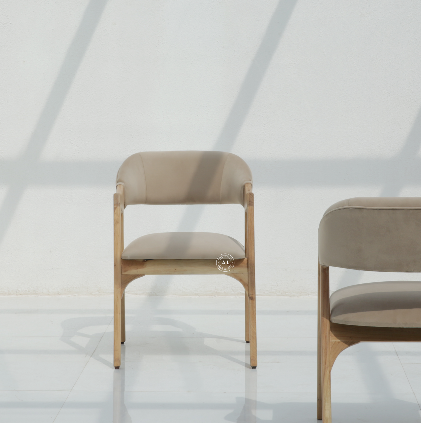 Soini Wooden Dining Chair with Upholstered Cushioned Seat – Natural Finish