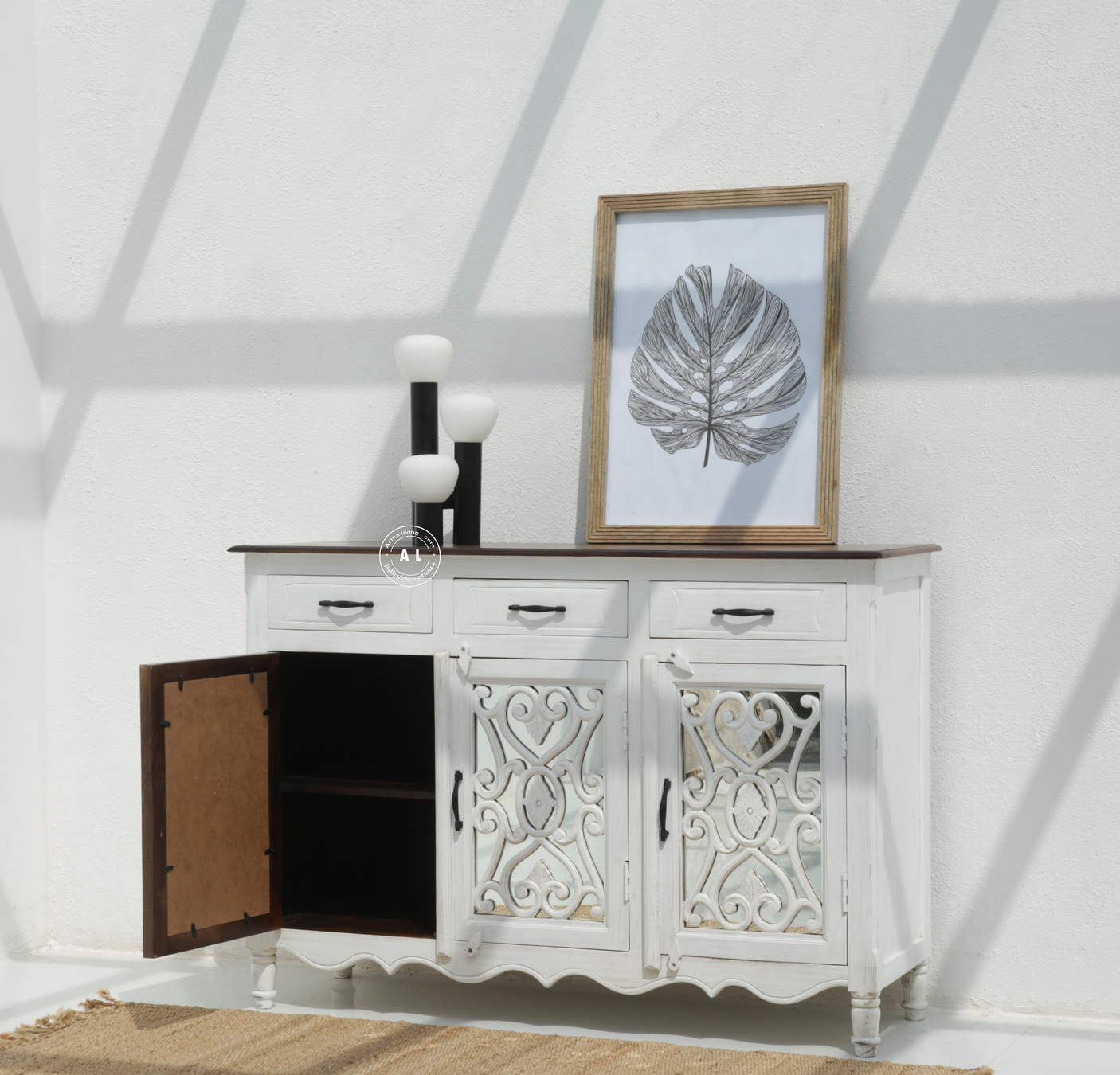 Morley Wooden 3 Door 3 Drawer Cabinet – White Finish