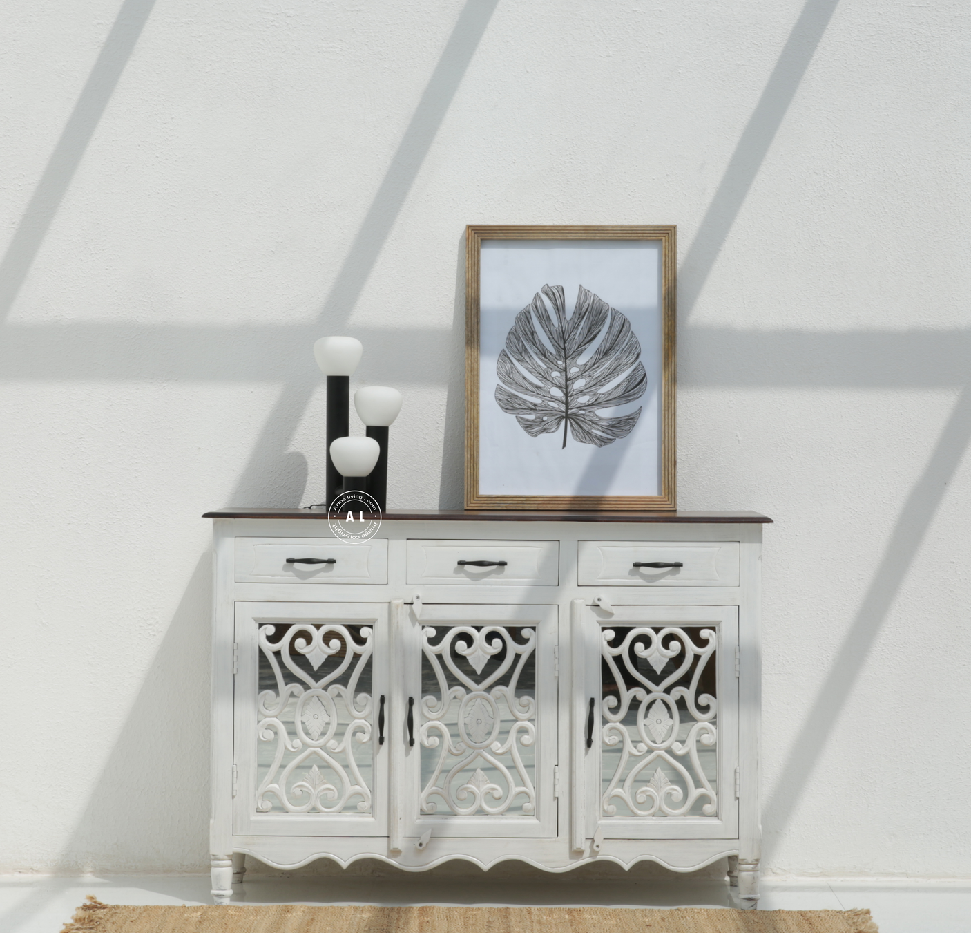 Morley Wooden 3 Door 3 Drawer Cabinet – White Finish