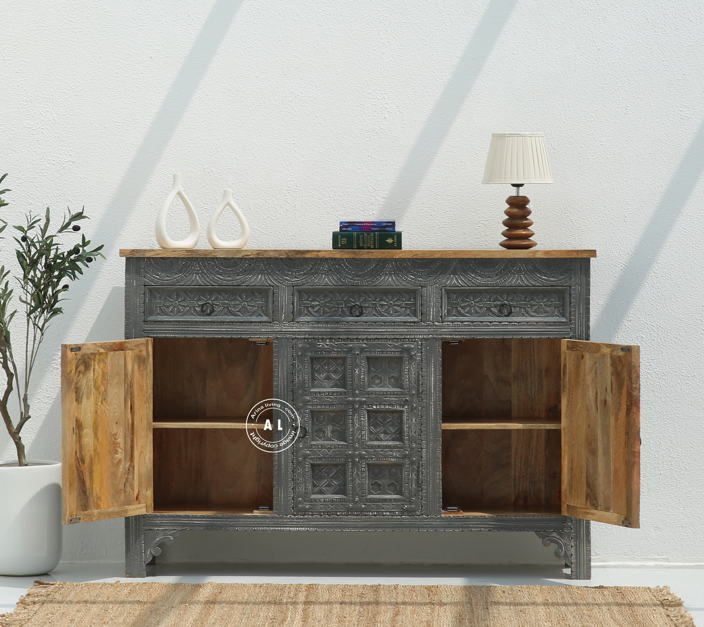 Lenworth Wooden 3 Door 3 Drawer Sideboard