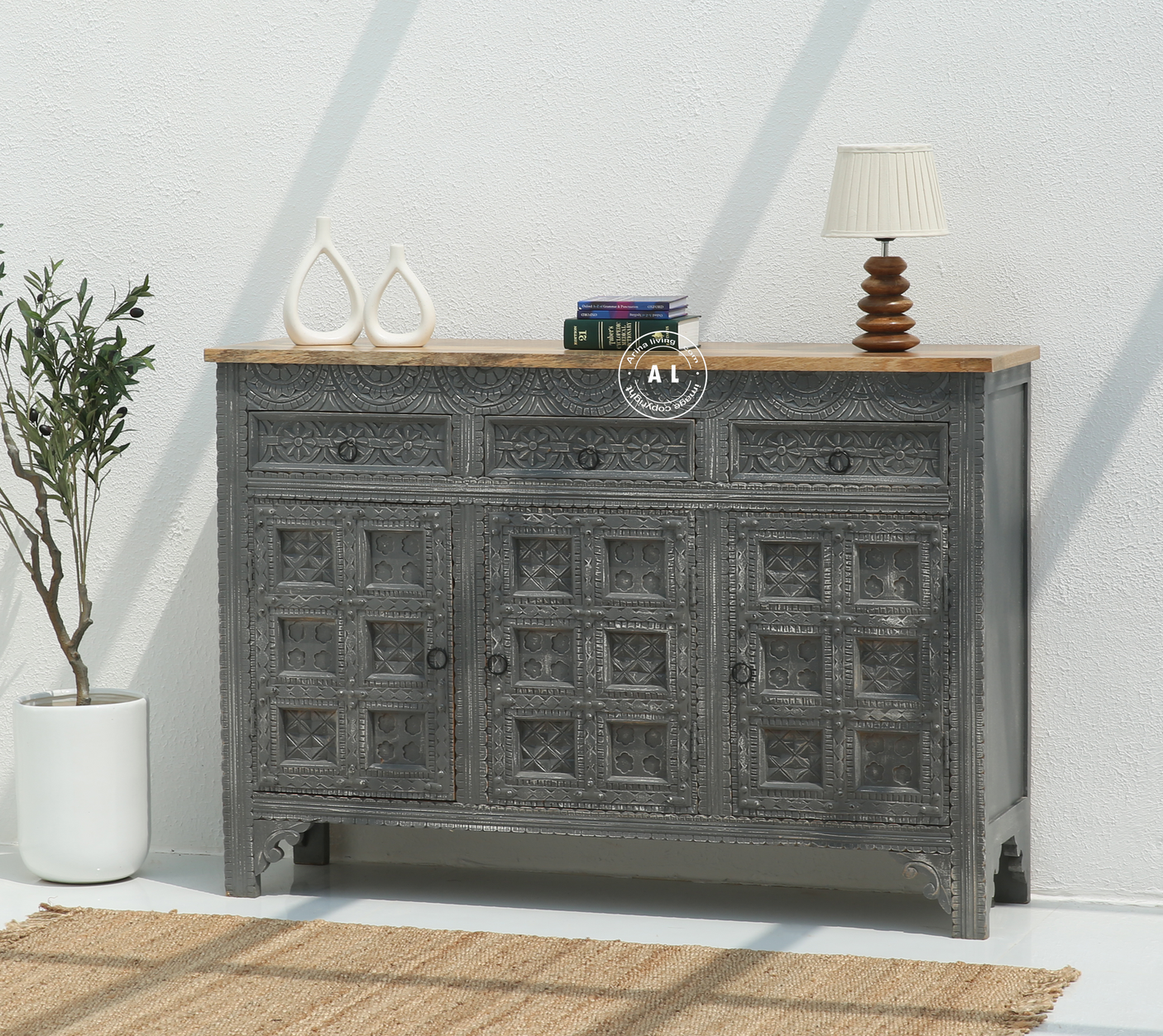 Lenworth Wooden 3 Door 3 Drawer Sideboard