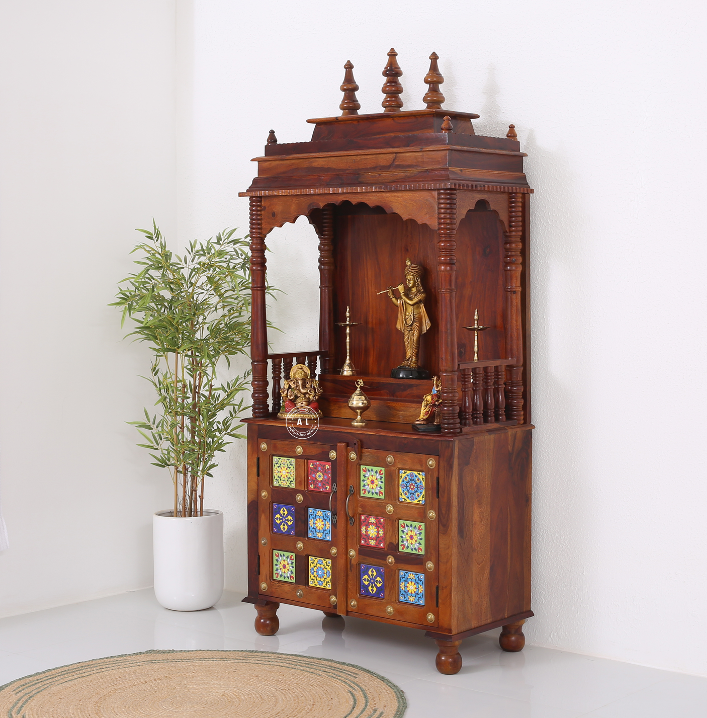 Flow Wooden Temple with Storage - Honey finish