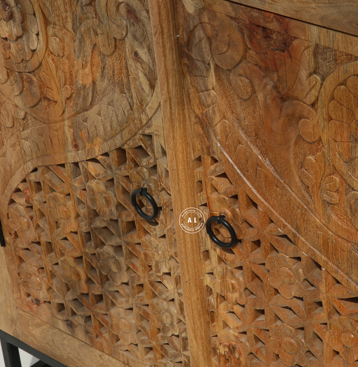 Tierra Wooden 2 Door Carved Cabinet