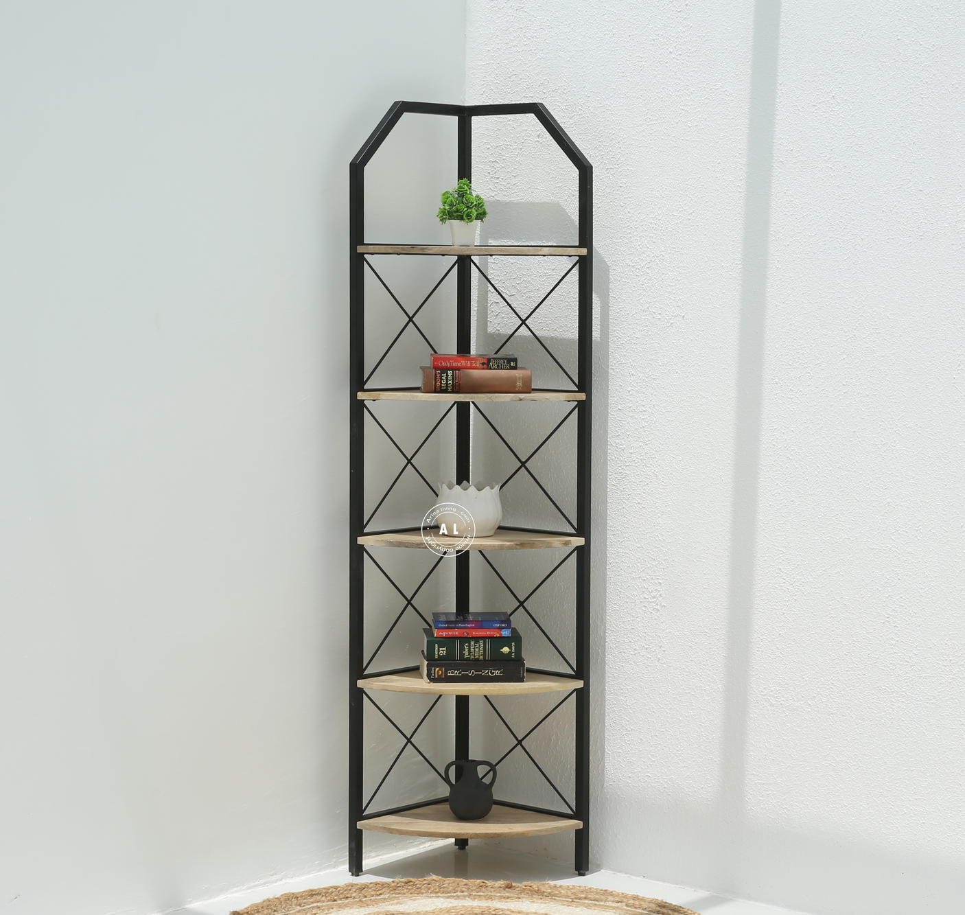 Selda Metal Bookshelf - Natural finish