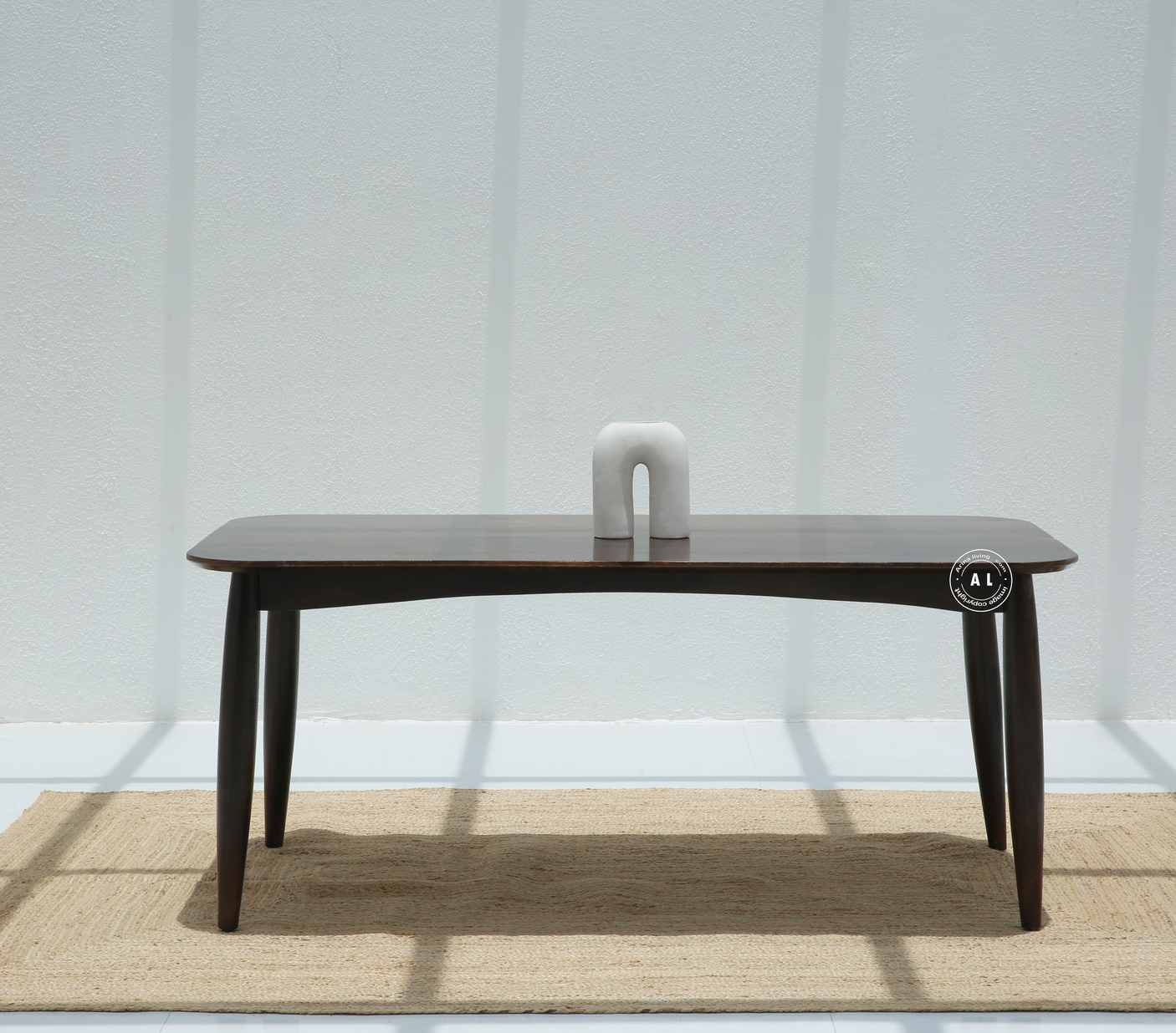 Sheesham Wood 6 Seater Dining Table – Only Table , Walnut Finish Arina Living