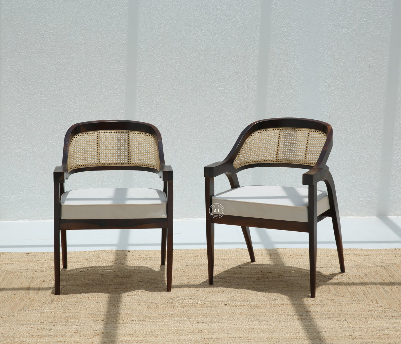 Logist Wooden Dining Chair in Sheesham Wood & Cane (Walnut Finish , One Pcs)