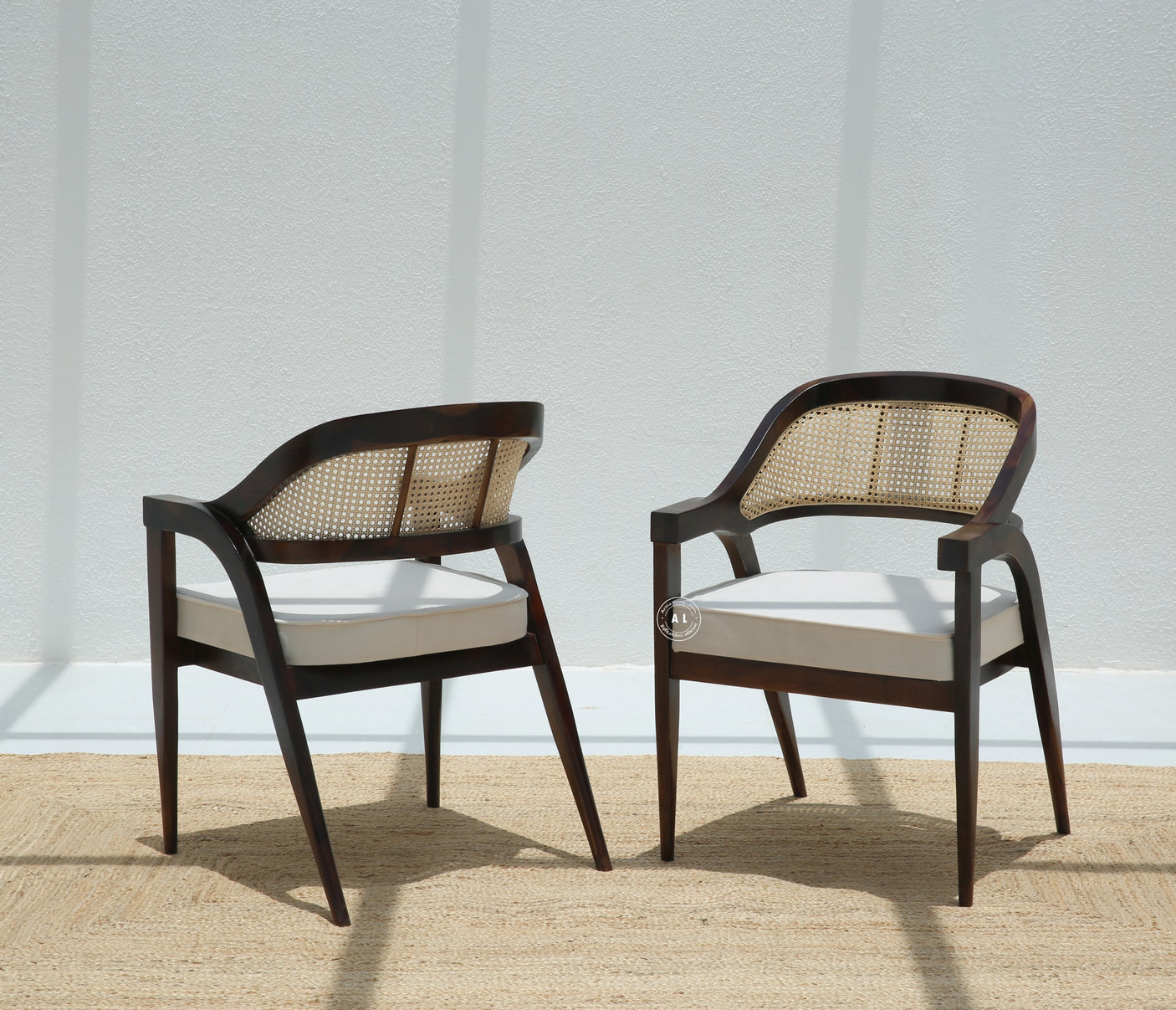 Logist Wooden Dining Chair in Sheesham Wood & Cane (Walnut Finish , One Pcs)