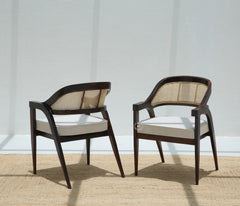 Logist Wooden Dining Chair in Sheesham Wood & Cane Walnut Finish , Single Piece Arina Living