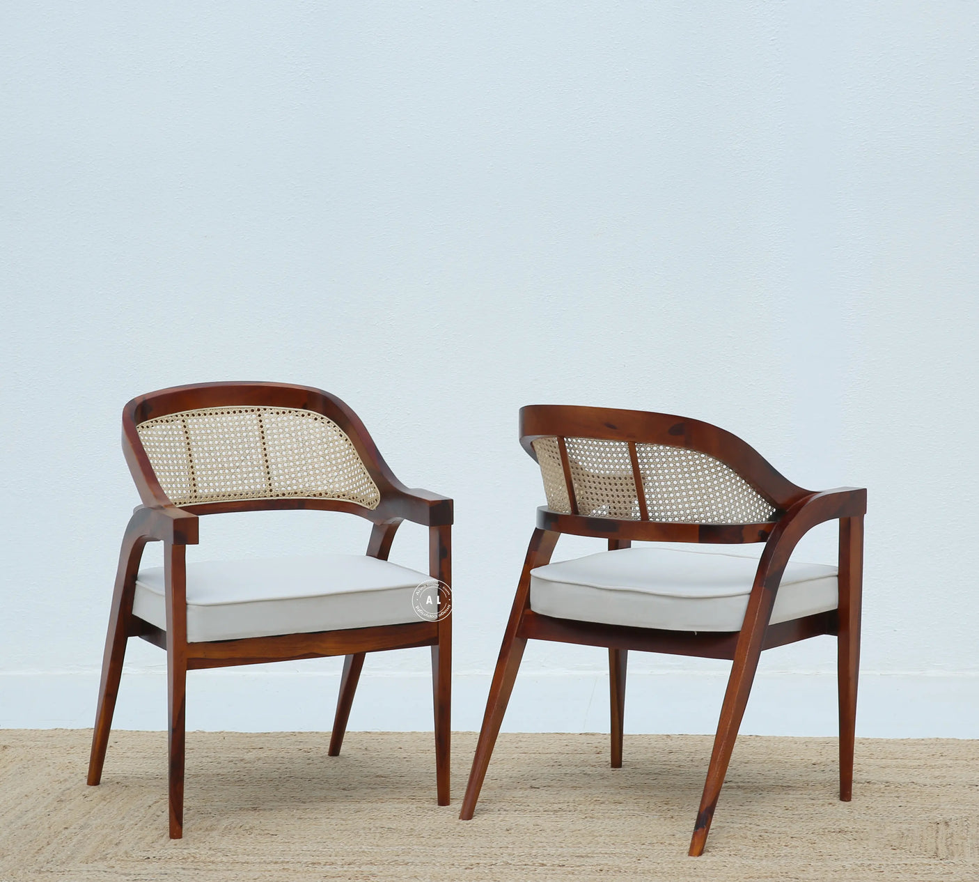 Logist Wooden Dining Chair in Sheesham Wood & Cane - Honey Finish , Single Piece Arina Living