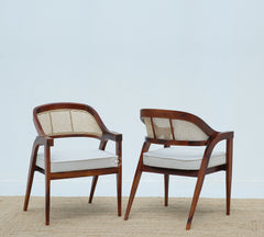 Logist Wooden Dining Chair in Sheesham Wood & Cane - Honey Finish , Single Piece Arina Living