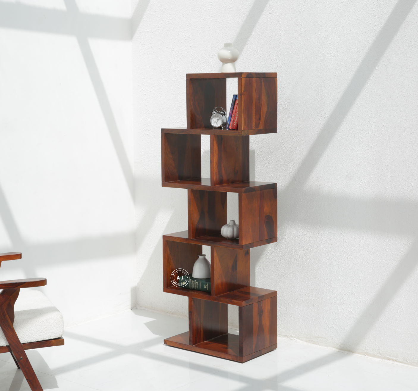Moxie Sheesham Wood Bookshelf - Honey Finish