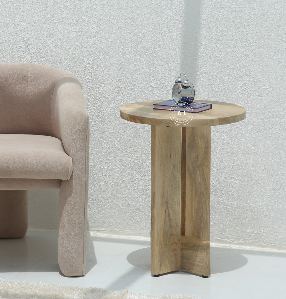 Suffy Mango Wood Side Table β Natural Finish Arina Living