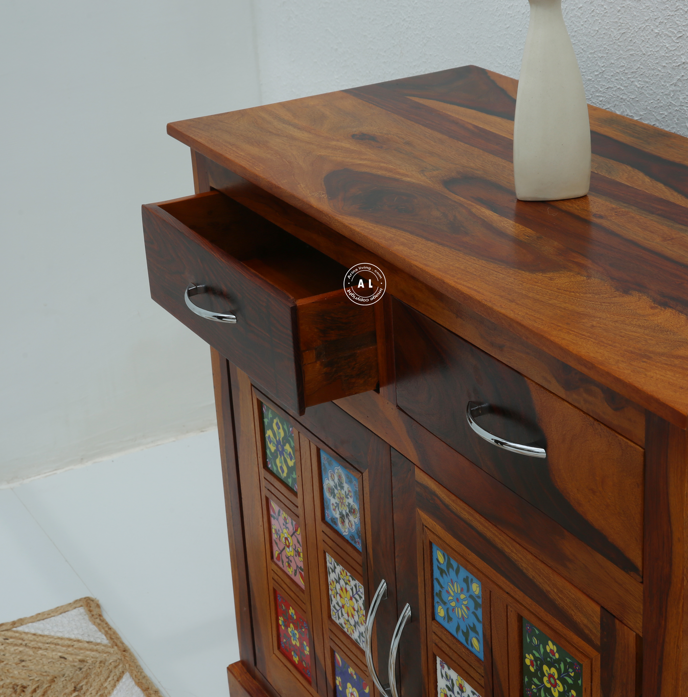 Brio 2 Door 2 Drawer Sheesham Wood Sideboard Cabinet in Honey Finish
