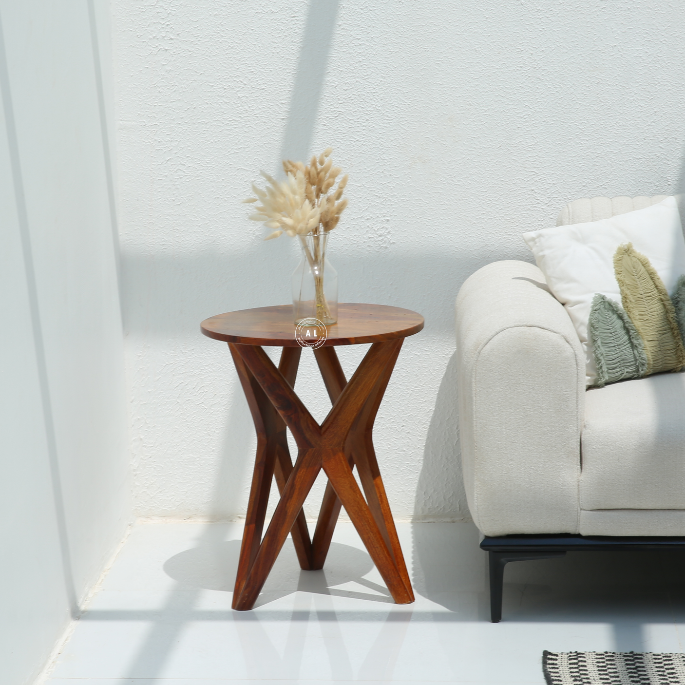 Rovix Sheesham Wood Side Table - Honey Finish