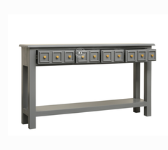 Mango Wood Console Table with Drawer Storage - grey Finish Arinaliving