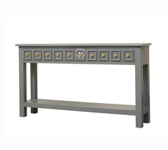 Mango Wood Console Table with Drawer Storage - grey Finish Arinaliving