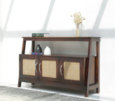 Stride Sheesham Wood Console Table with 3 Doors - Walnut Finish Arina Living
