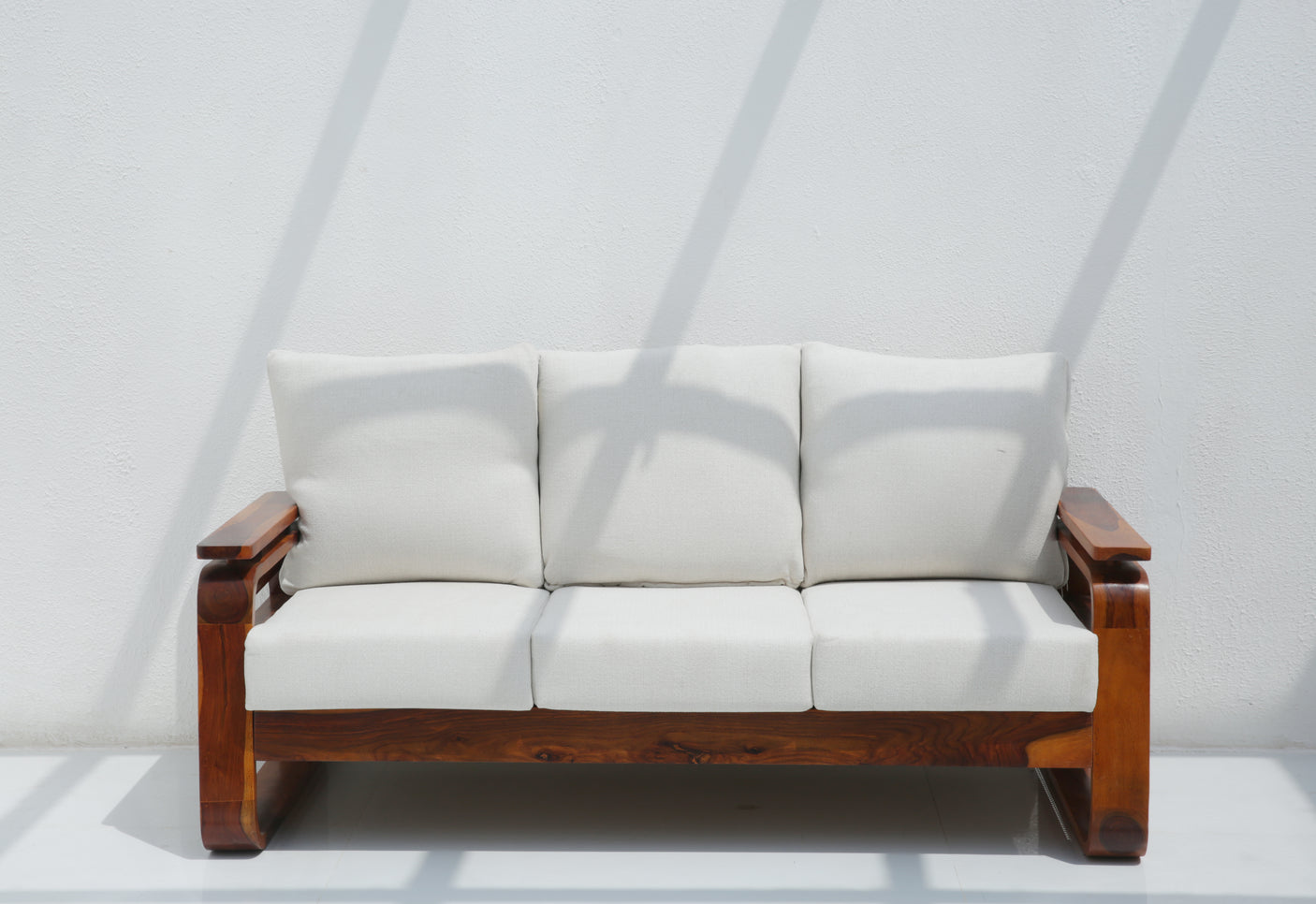 Vortex 3 Seater Sheesham Wood Sofa with Cane Detailing – Honey Finish Arina Living