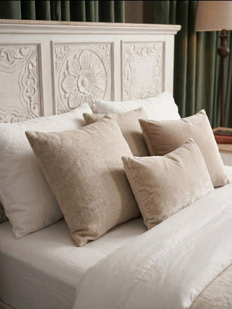 Riott king size carved bed (white finish)