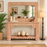 Usual wooden Carved console table with mirror frame Arina Living