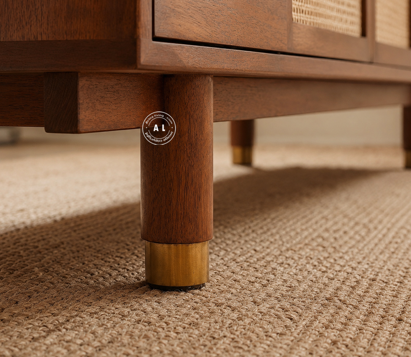 Savarna solid Mango Wood TV Unit with Natural Cane Detailing