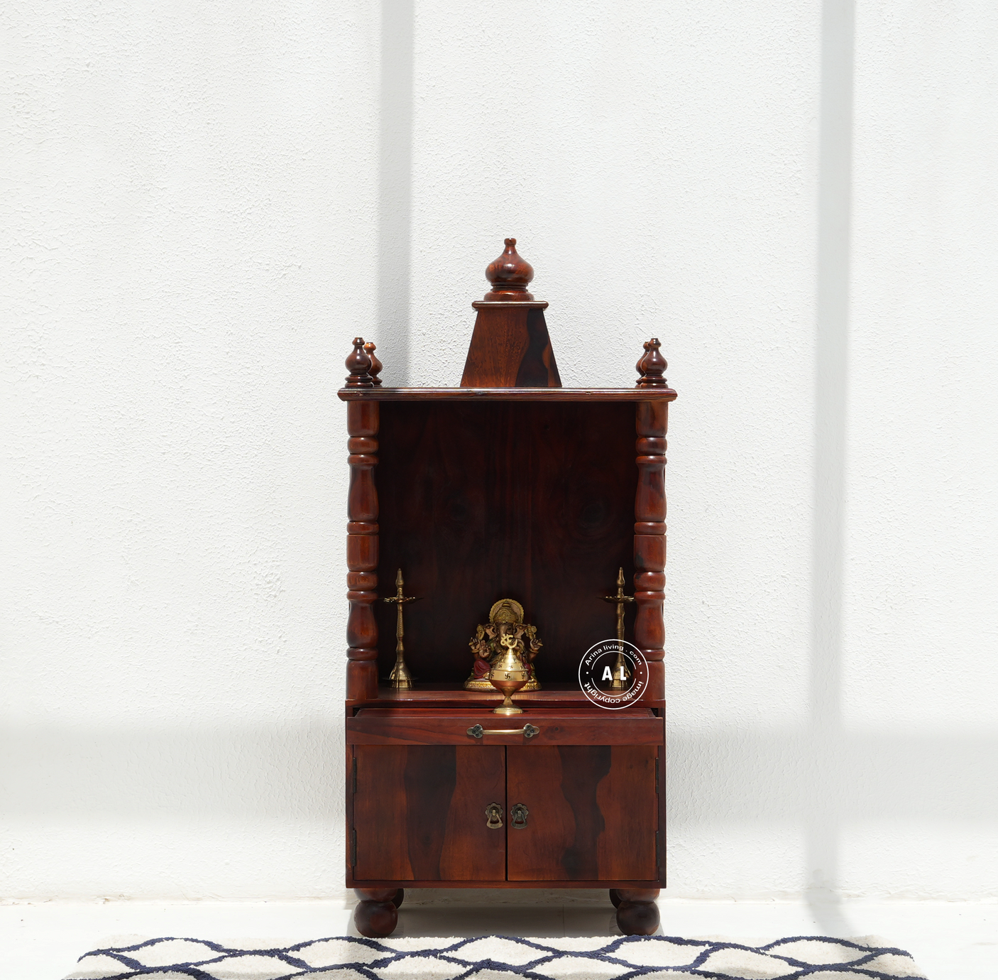 Solid Wood Home Temple with door – honey Finish Arina Living