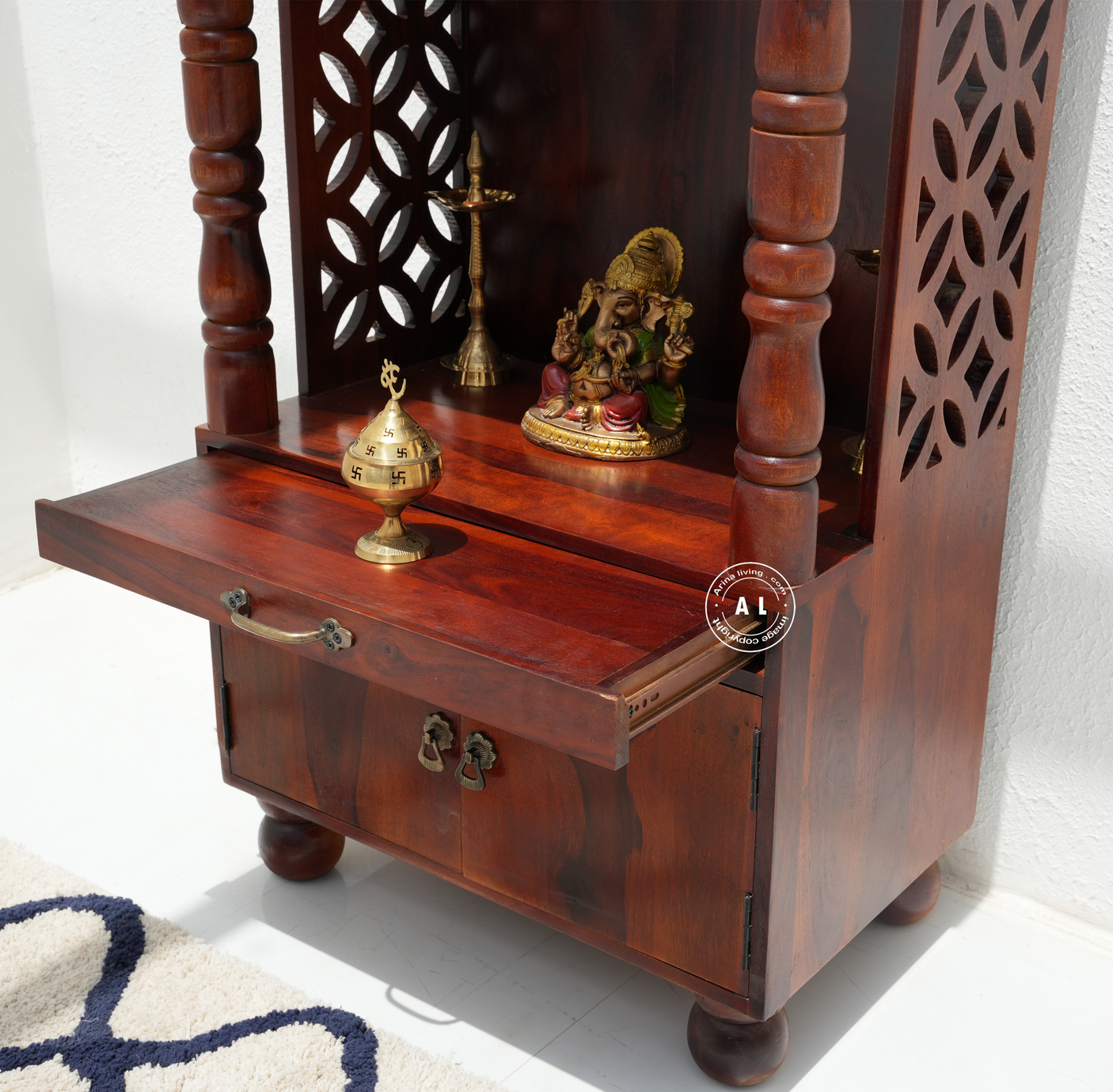 Solid Wood Home Temple with door – honey Finish Arina Living