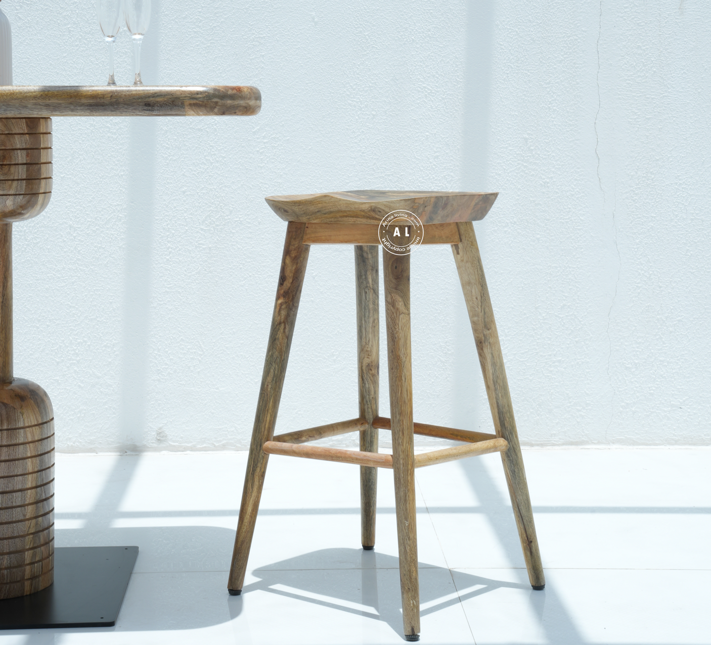 Wooden Bar Stool - Natural finish Arina Living