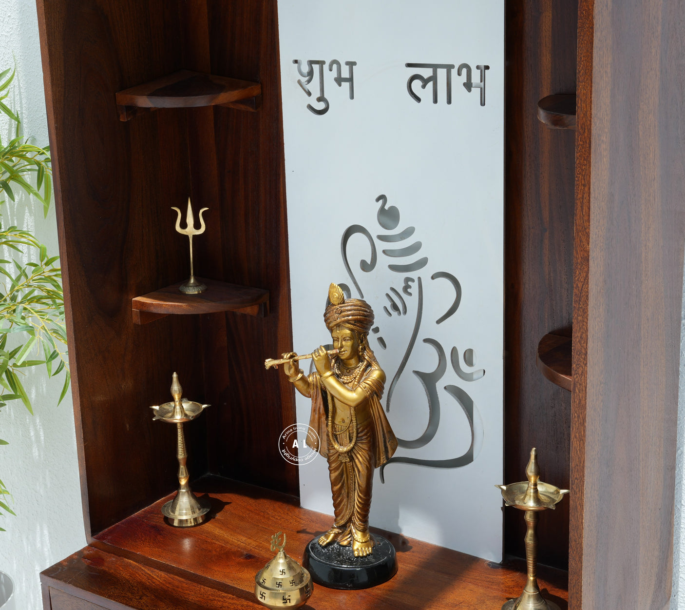 Wooden Temple with Storage - Honey finish Arina Living