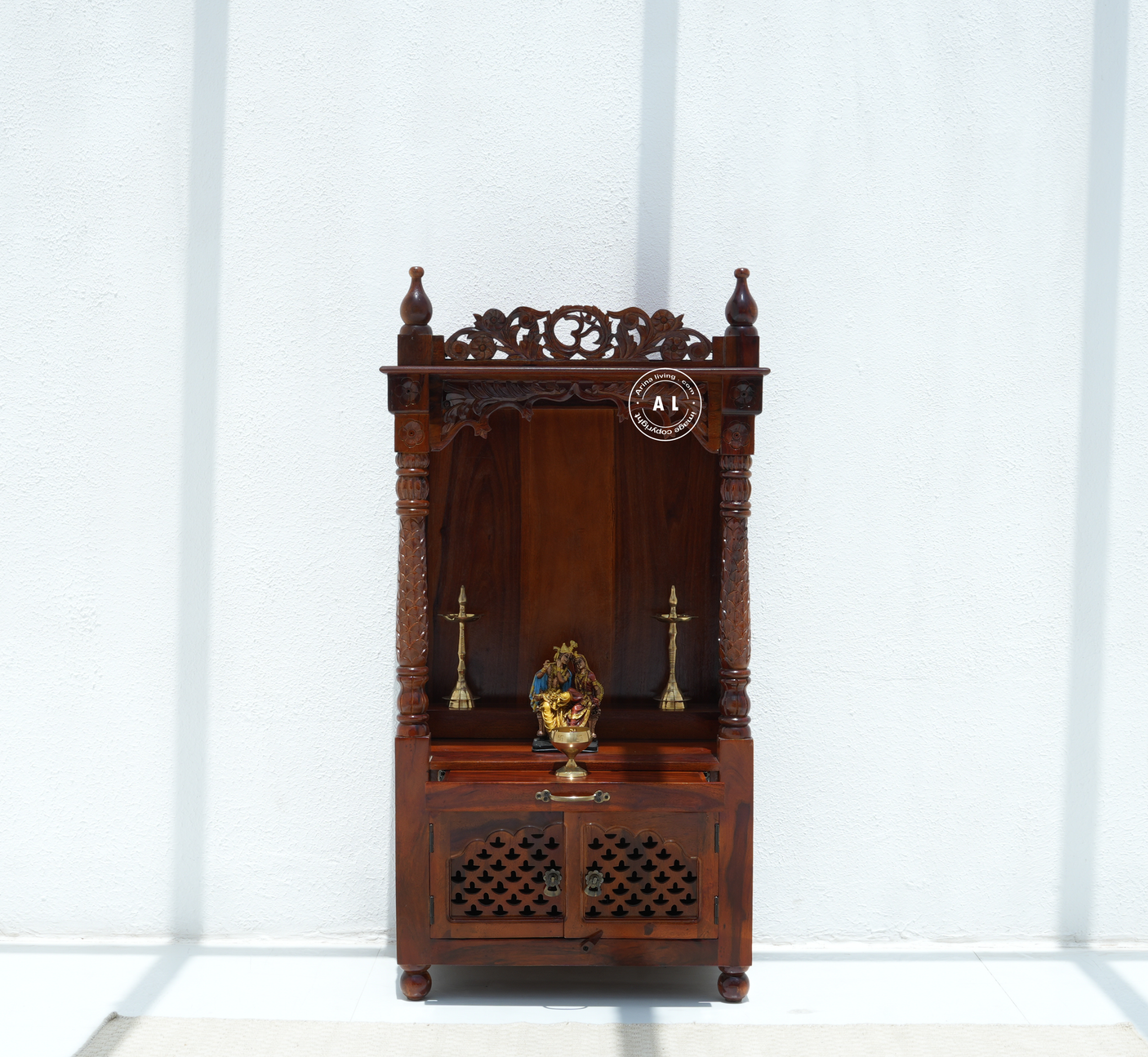 Wooden Temple with Storage - Honey finish Arina Living