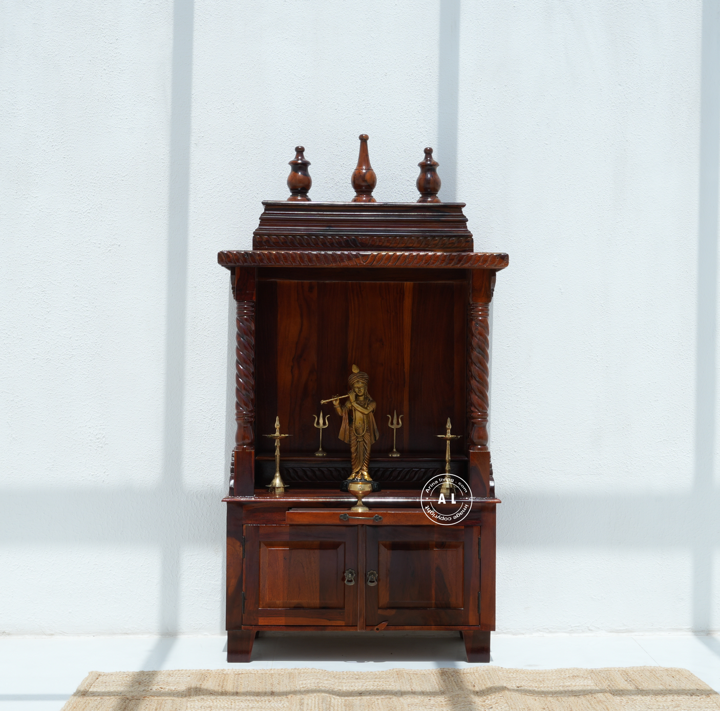 Wooden Temple with 2 door - Honey finish Arina Living