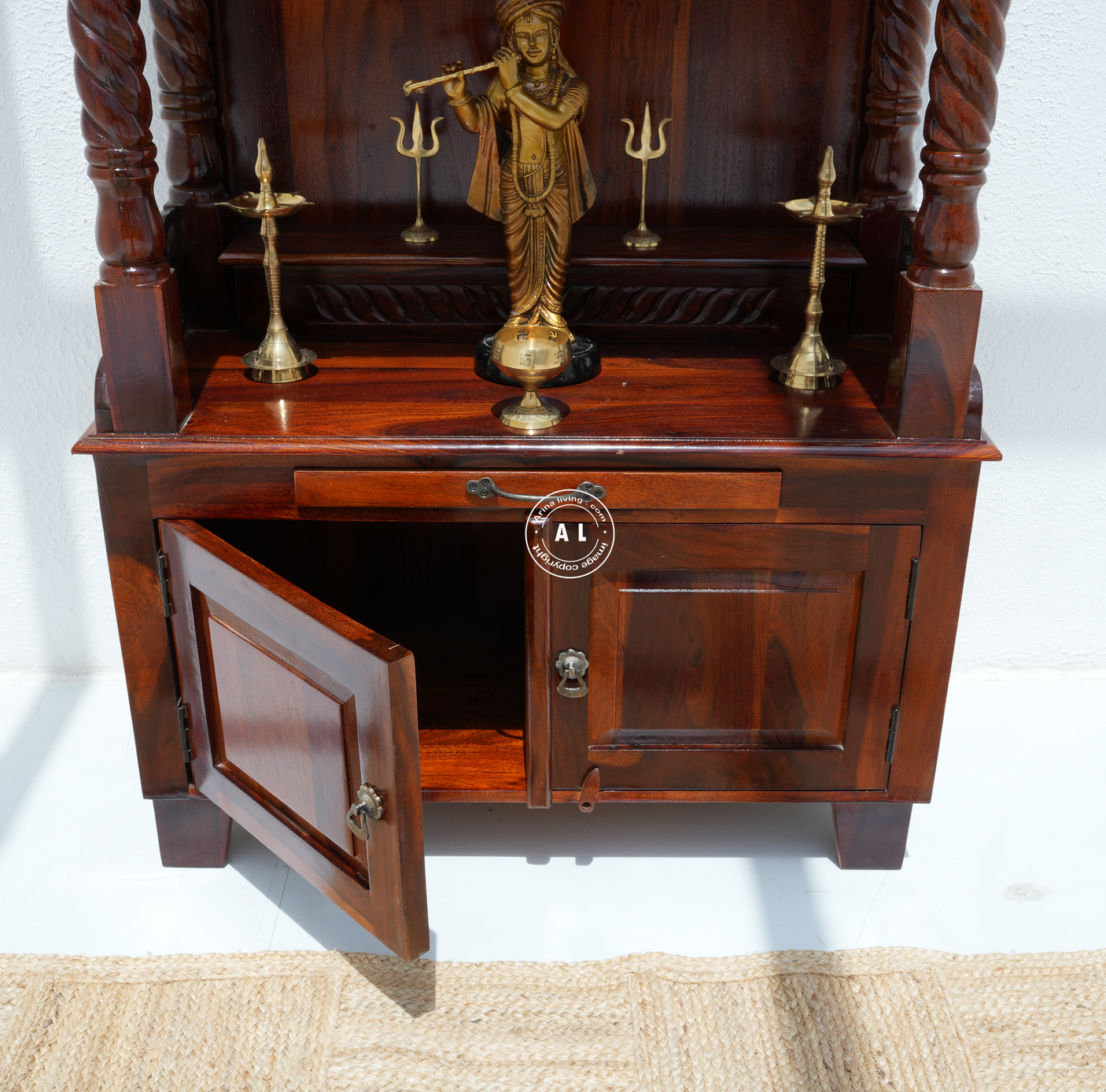 Wooden Temple with 2 door - Honey finish Arina Living