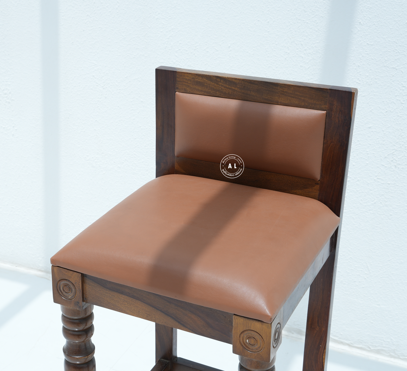 Evita Solid Wood Bar Chair with Cushioned Seat – Walnut Finish Arina Living