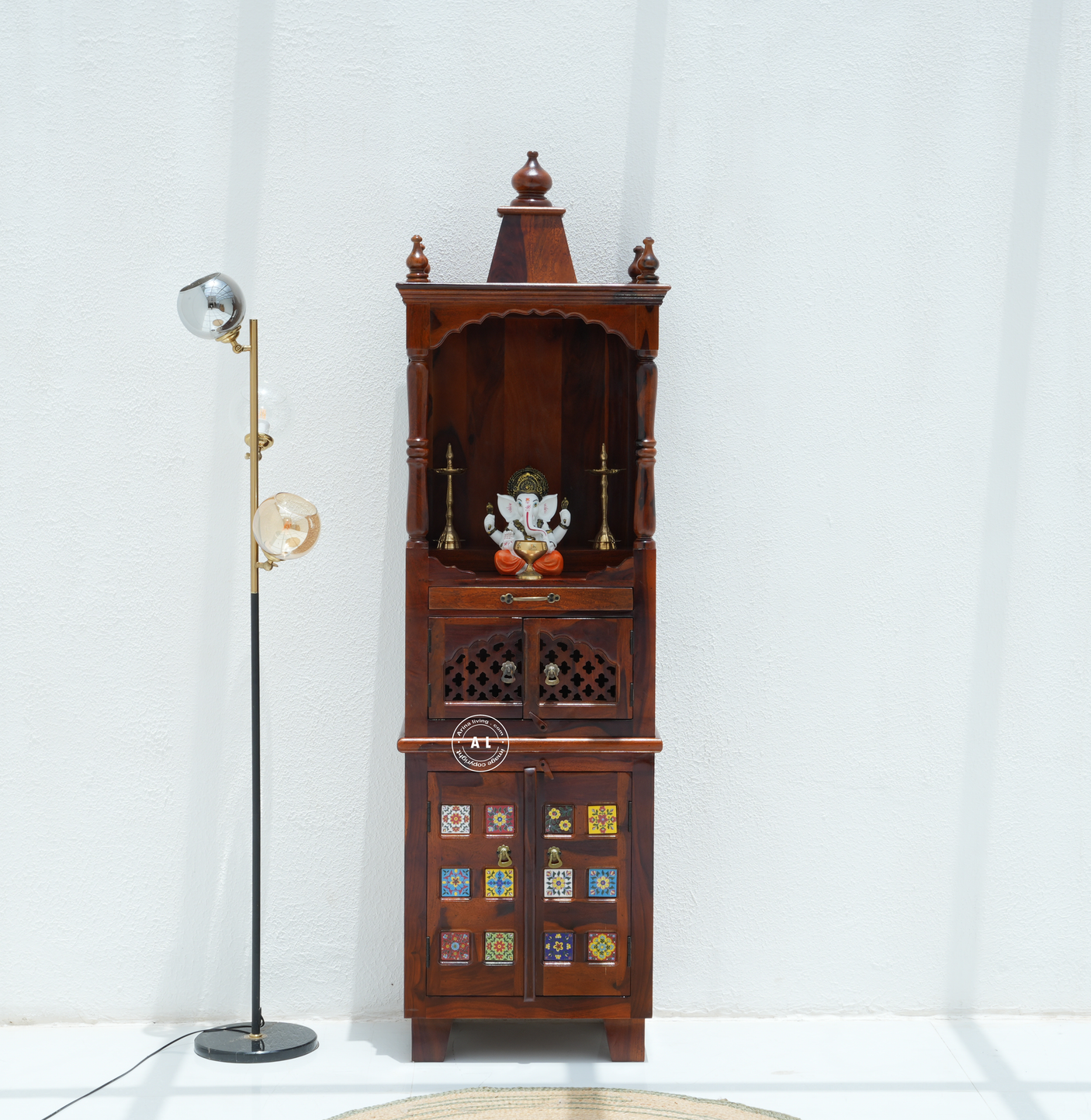 Wooden Home Temple with Storage - Honey finish Arina Living