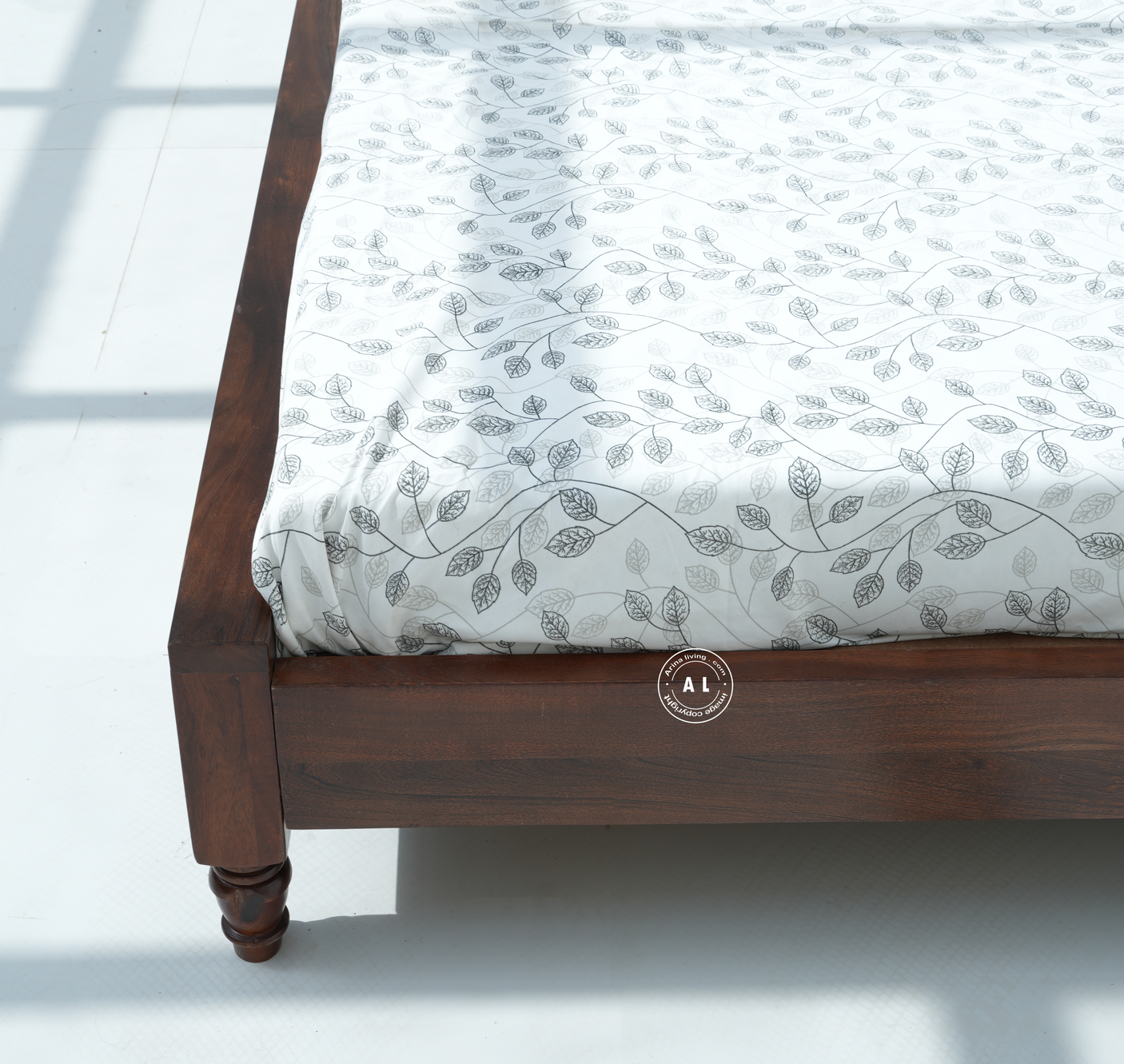 King size Acacia Wood bed - teak finish Arina Living
