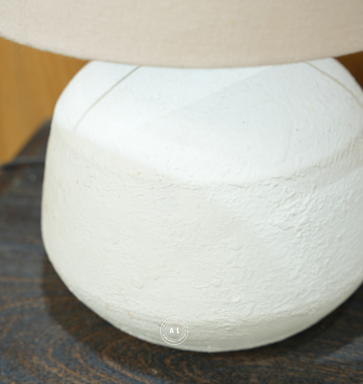 Handcrafted Textured Terracotta Table Lamp with Fabric Shade Arina Living