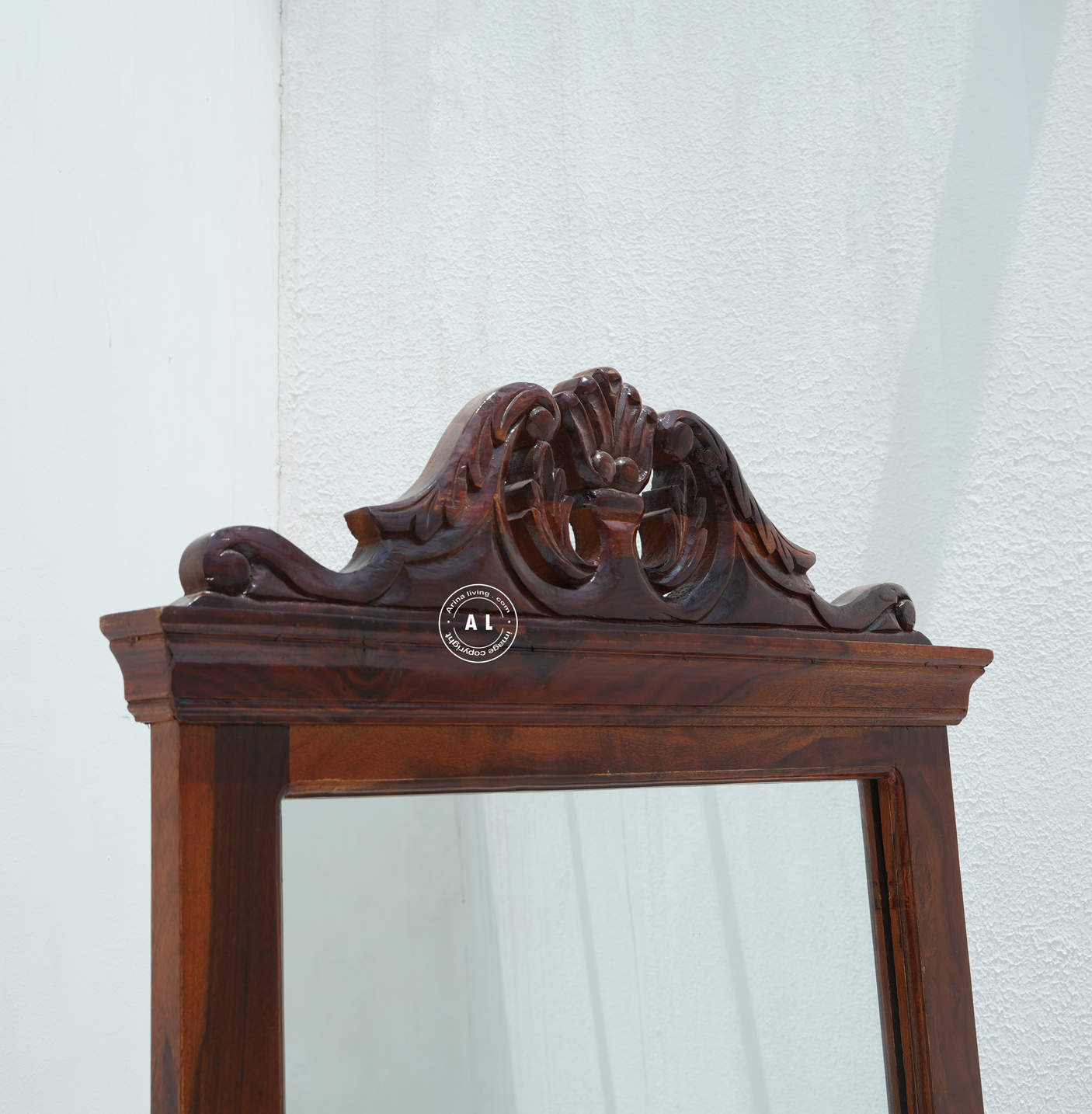 Sheesham Wood Floor Mirror 360° Rotating Full Length Mirror with Stand Arina Living