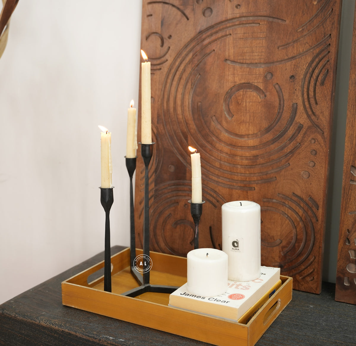 Black Metal Candle Holder Arina Living