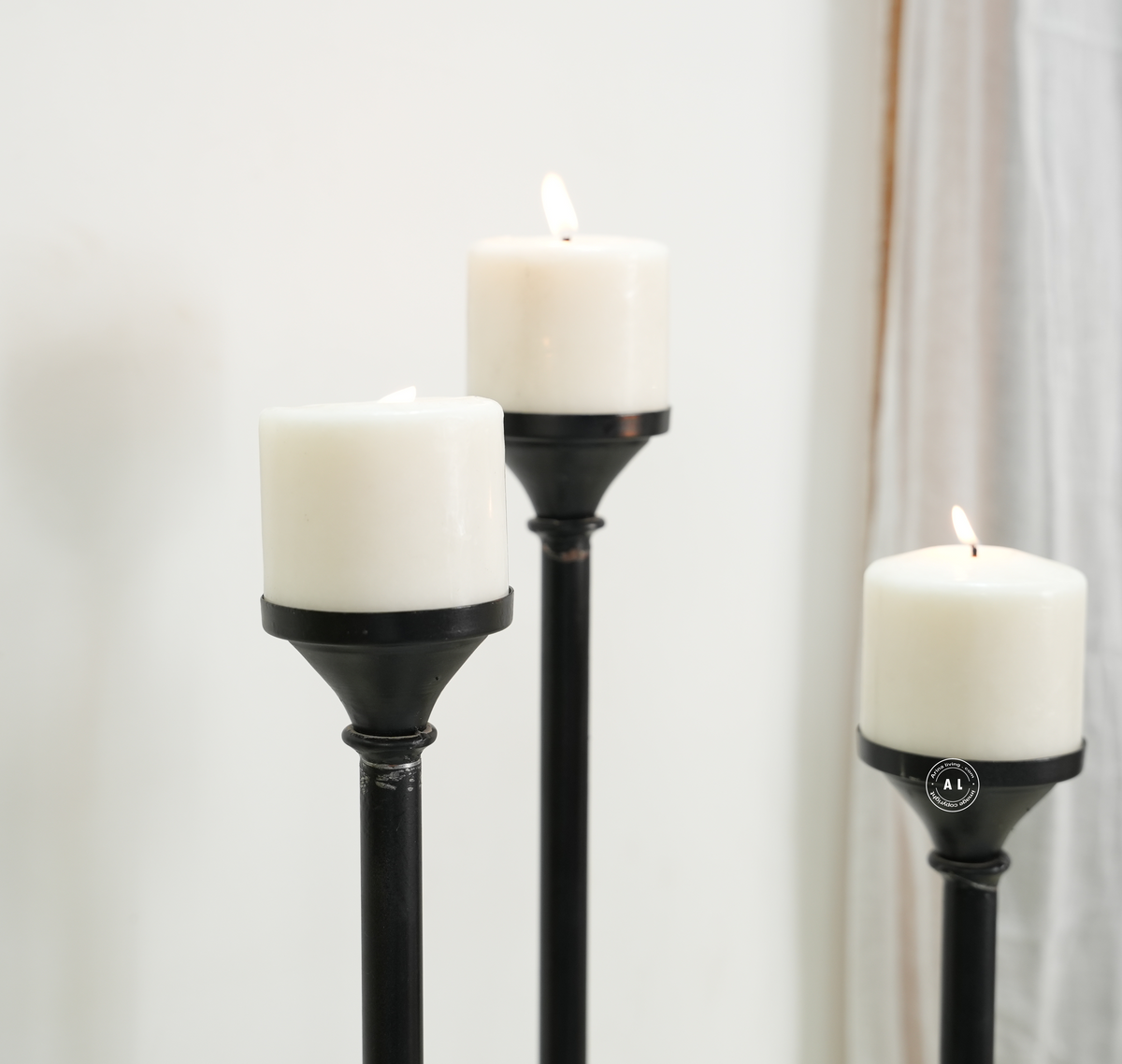 Black Iron Pillar Candle Holders – Set of 3 Arina Living