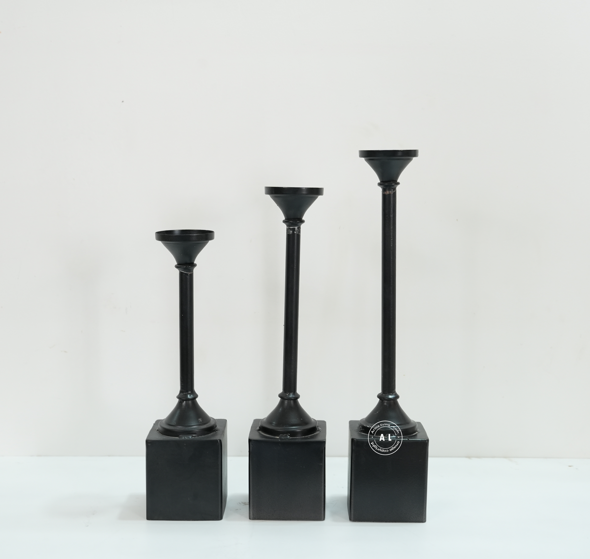 Black Iron Pillar Candle Holders – Set of 3 Arina Living