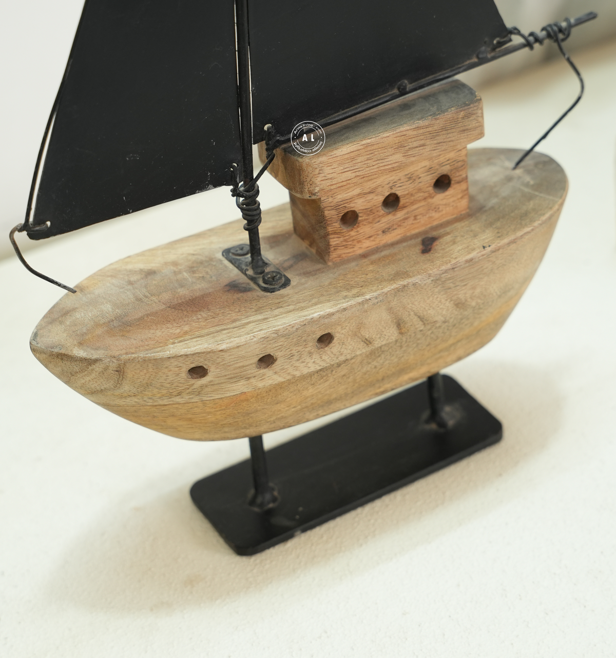 Wooden Sailboat with Iron Stand Arina Living