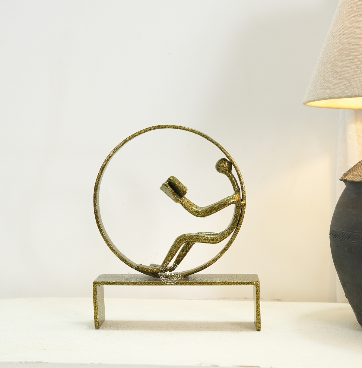 Gold Iron Reading Figure Decorative Sculpture Arina Living