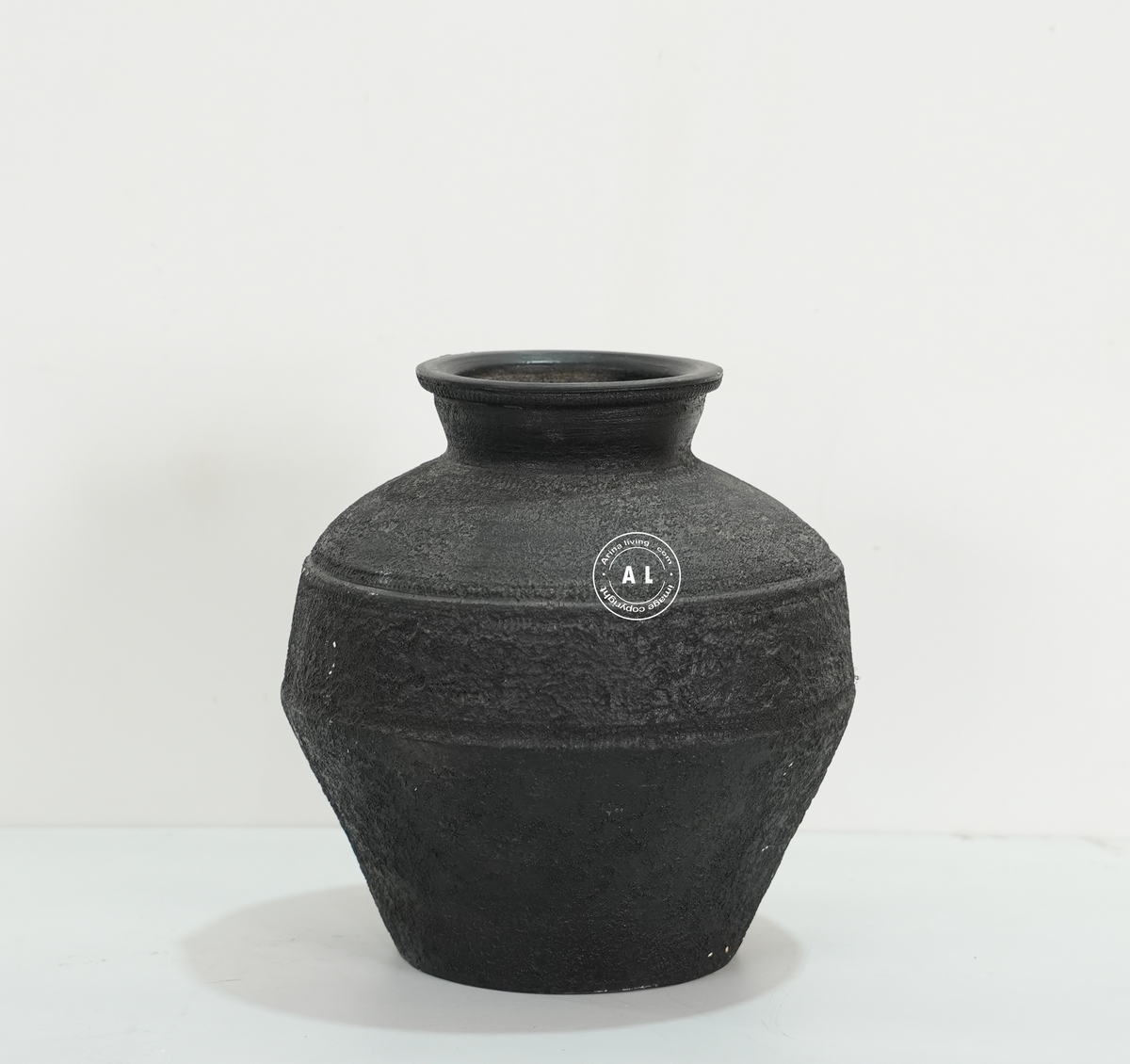 Black Round Terracotta Decorative Vase Arina Living