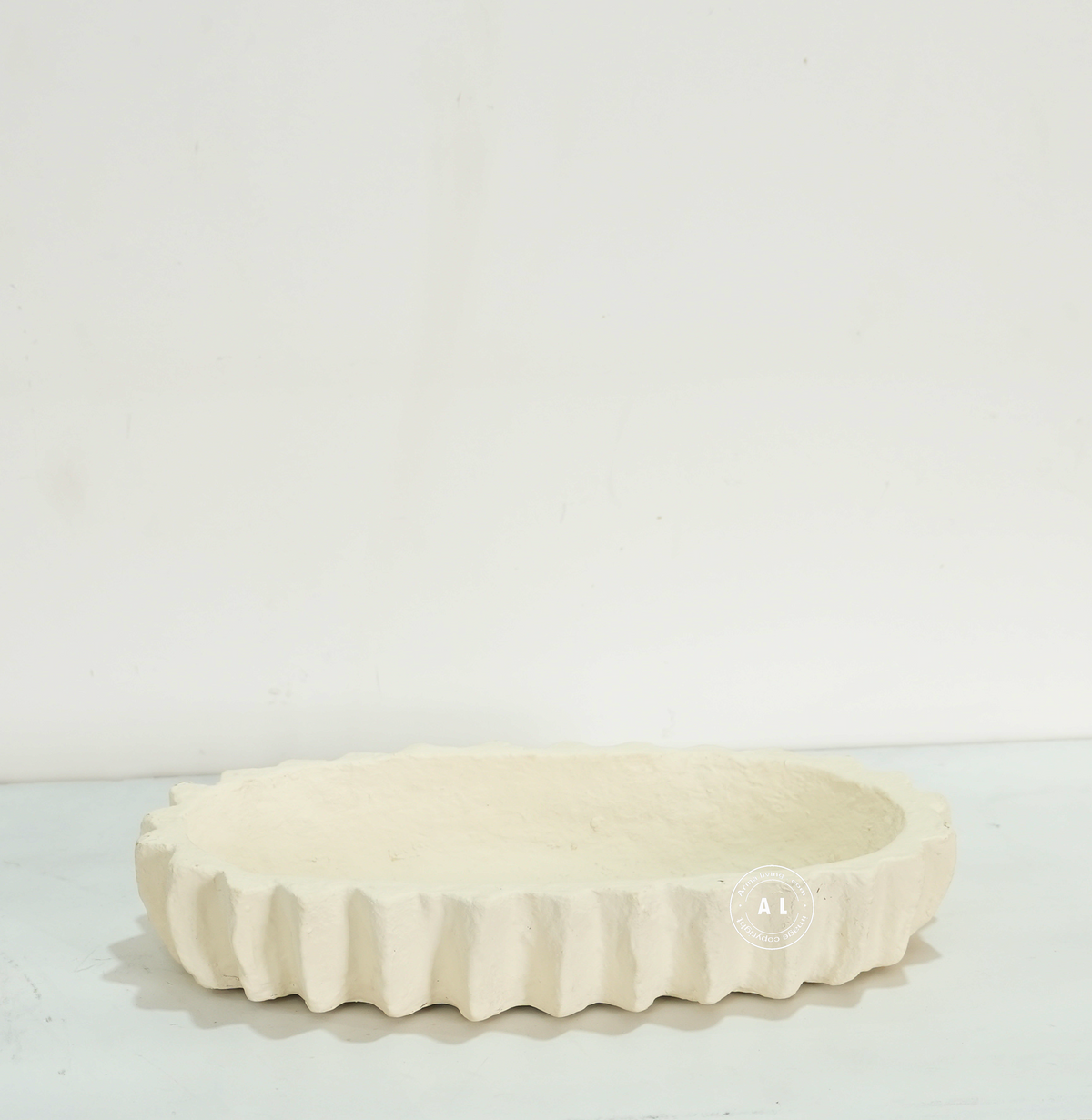 White Sculpted Paper Mache Tray Arina Living